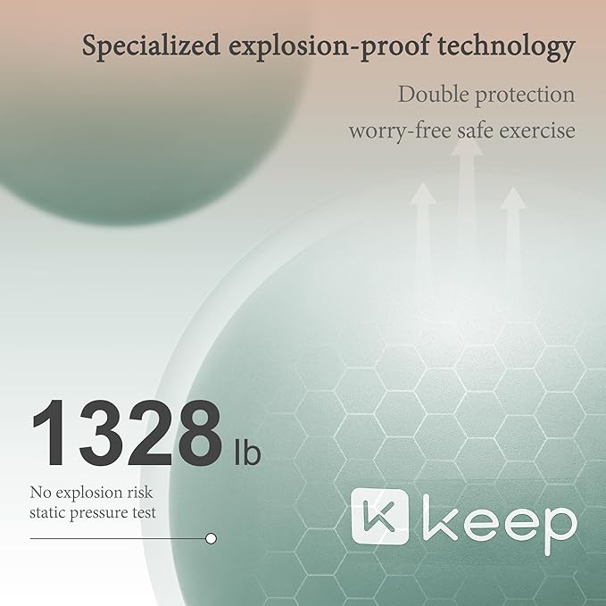 KEEP Pilates Small Exercise Ball Anti-Burst - Thickened Yoga Ball With Pump for Physical Therapy, Fitness, Workout, and Core Strength