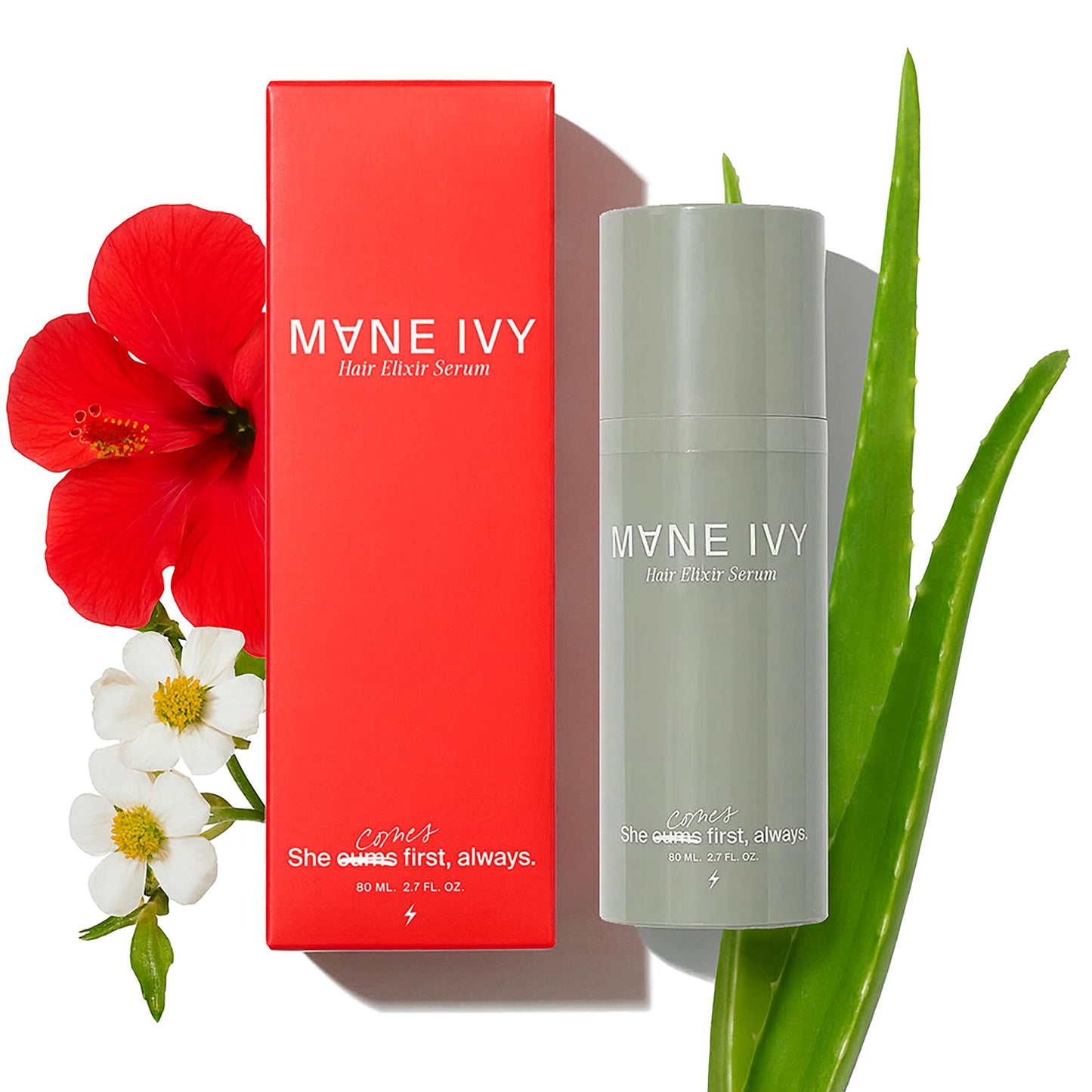 MANE IVY - Hair Elixir Serum - Smooth Frizz-Free Hair Instantly - 80ml Heat Protectant - Daily Styling & Overnight Treatment - Lightweight Formula with Hibiscus & Meadowfoam Extracts