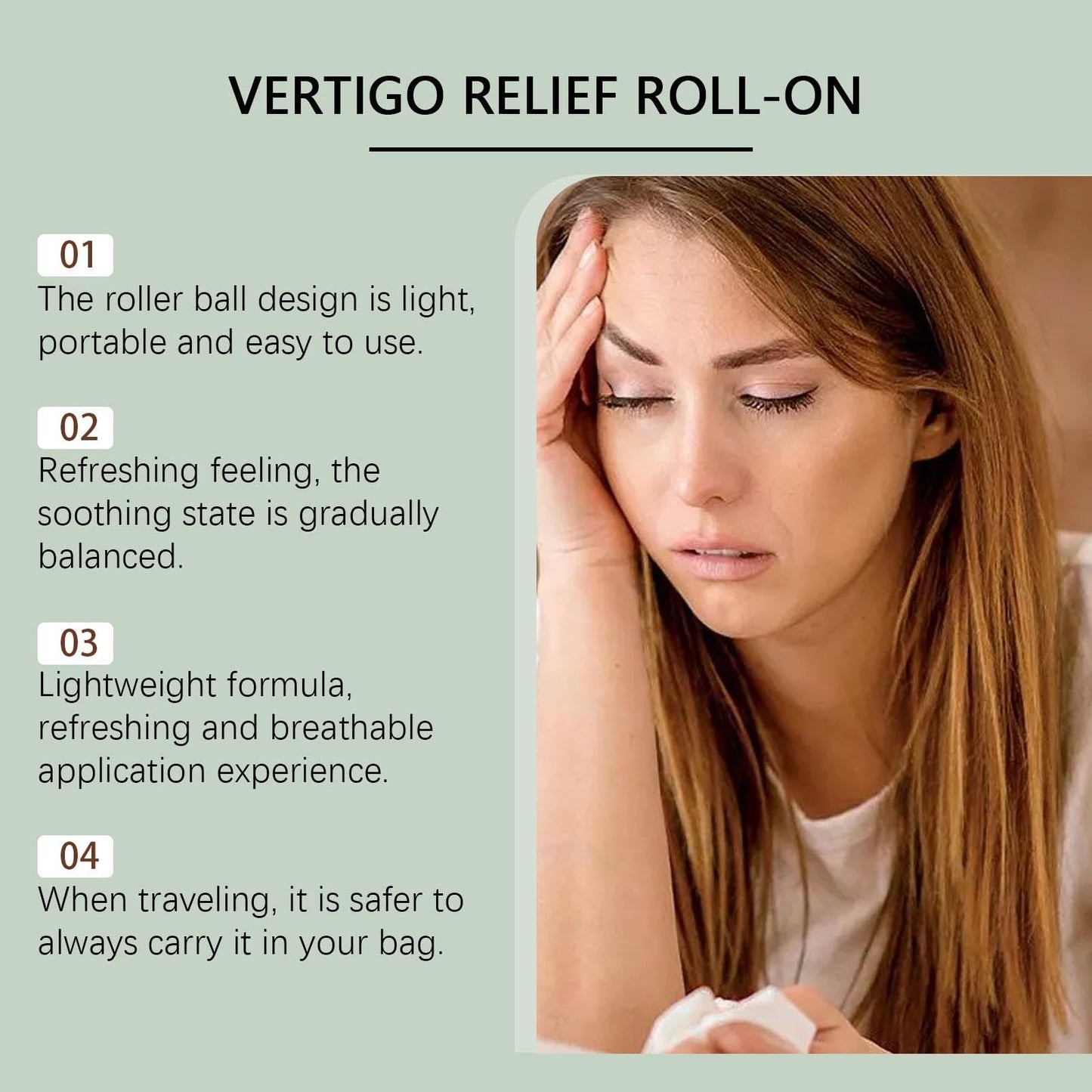 Anti-Dizzy Roll-On, Vertigo Ease Roller 10ml, Natural & Fast-Acting Essential Oils for Vertigo and Dizziness Support, Portable Roller for Travel & Daily Use, Quick Aid for Nausea & Body Imbalance