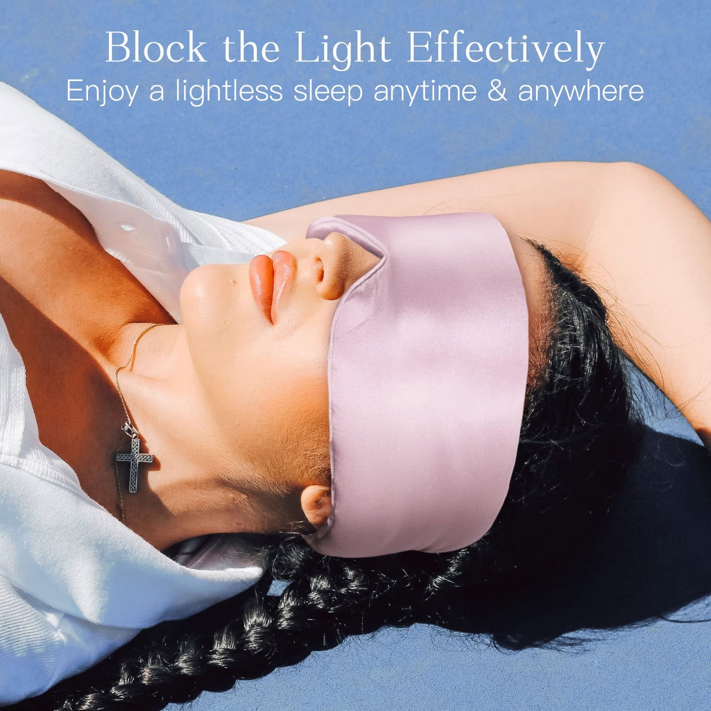 iCooBreeze 100% Natural Silk Eye Mask for Women Men, Soft Pressureless Cooling Blackout Eye Covers for Sleeping, Large Size Sleep Mask fits All Heads Adjustable, 1PC, Lotus Pink