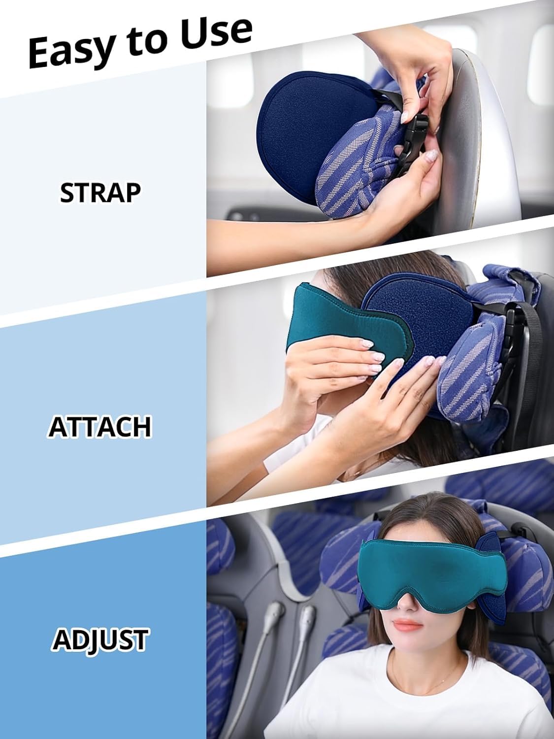 Inspireyes Travel Pillows for Airplanes, Travel Accessories for Long Flight, 360° Head Support Soft Airplane Pillow with Eye Mask for Sleeping, Stop Bobblehead, Light Black