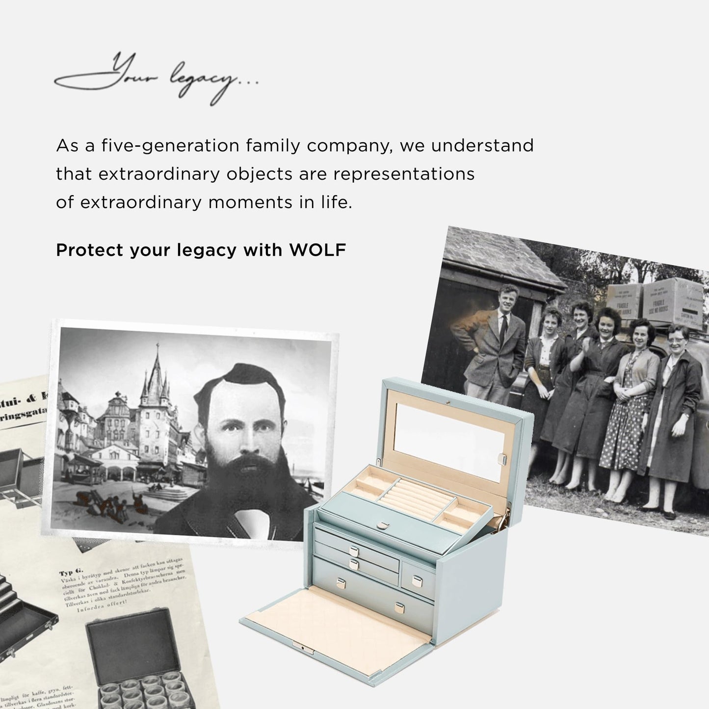 WOLF Caroline Jewelry Portfolio, Black - 13 Earring Holes, One Ring Roll, Two Compartments, Four Necklace Holders & Pocket - Anti-Tarnish LusterLoc Lining