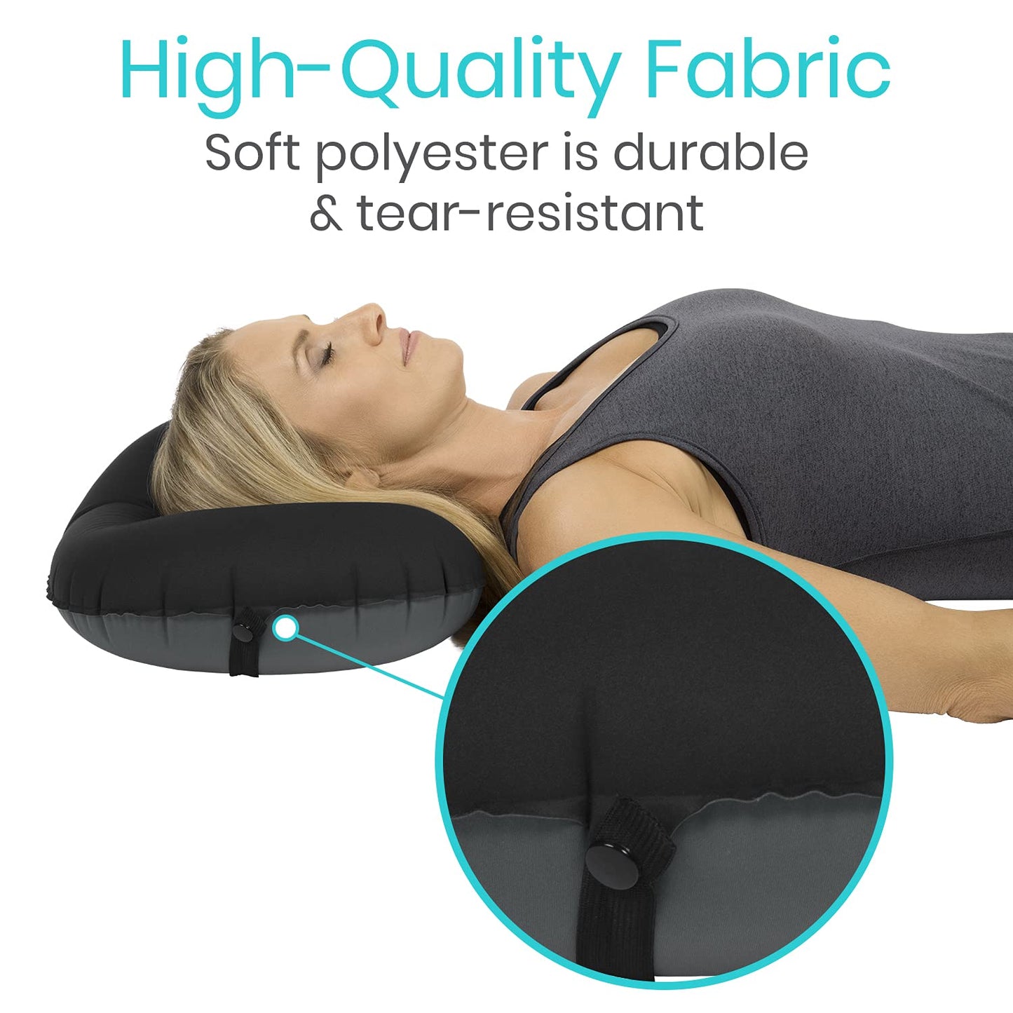 Vive Inflatable Lumbar Pillow - Cushion for Airplane Seat Travel Support - Lower Back Cushion for Car, Office Chair - Adjustable Firm Air Neck Pain, Sciatica Relief - Compact Portable Camping Headrest