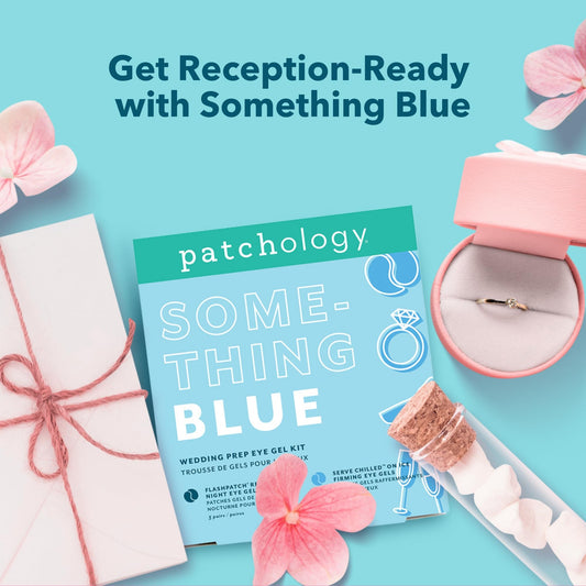 Patchology Bridal Shower Gift Box – Something Blue Cooling Under Eye Patches for Brides & Bridesmaids, Depuffing & Firming Gel Masks with Peptides & Bakuchiol – Wedding Skincare Gift Set