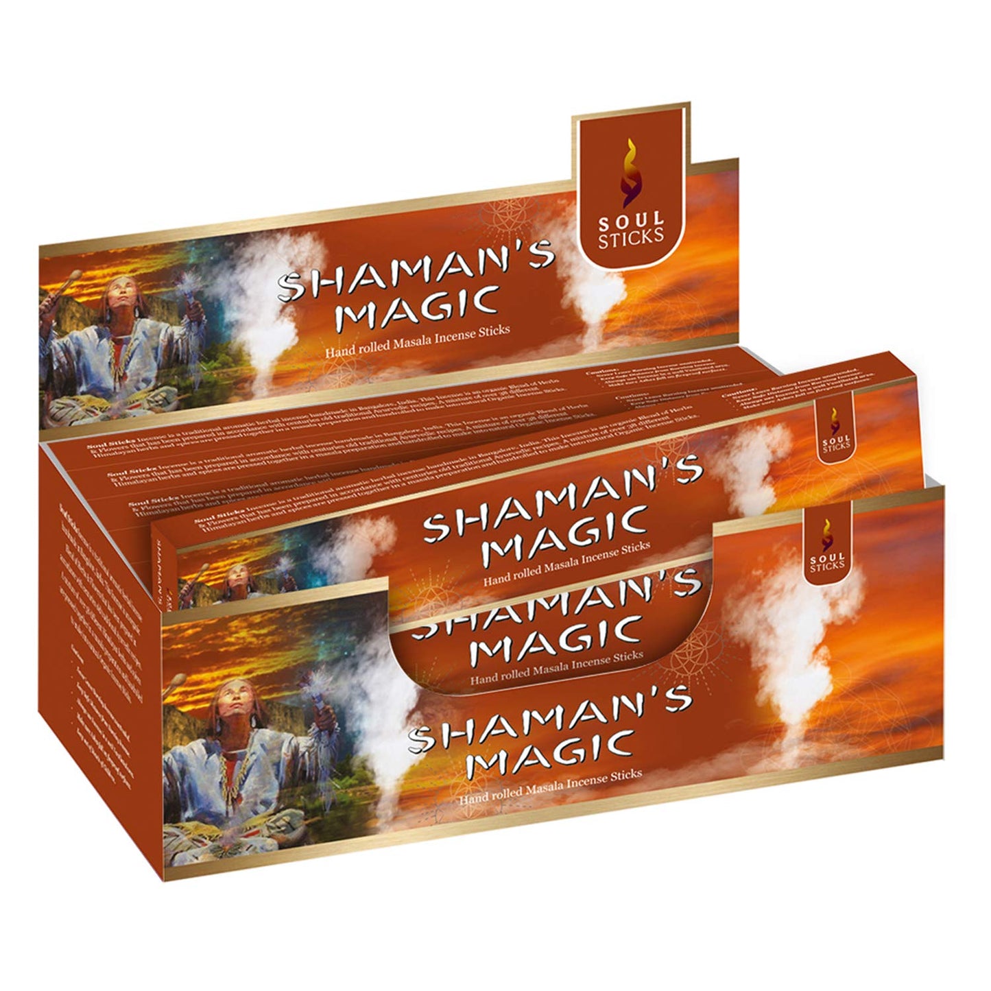 SOUL STICKS Hand-Rolled Incense Sticks Divine Spirit Blends 180 Gram Box | 100% Natural Masala Incense Organic Home Fragrance Agarbatti (Shaman's Magic)