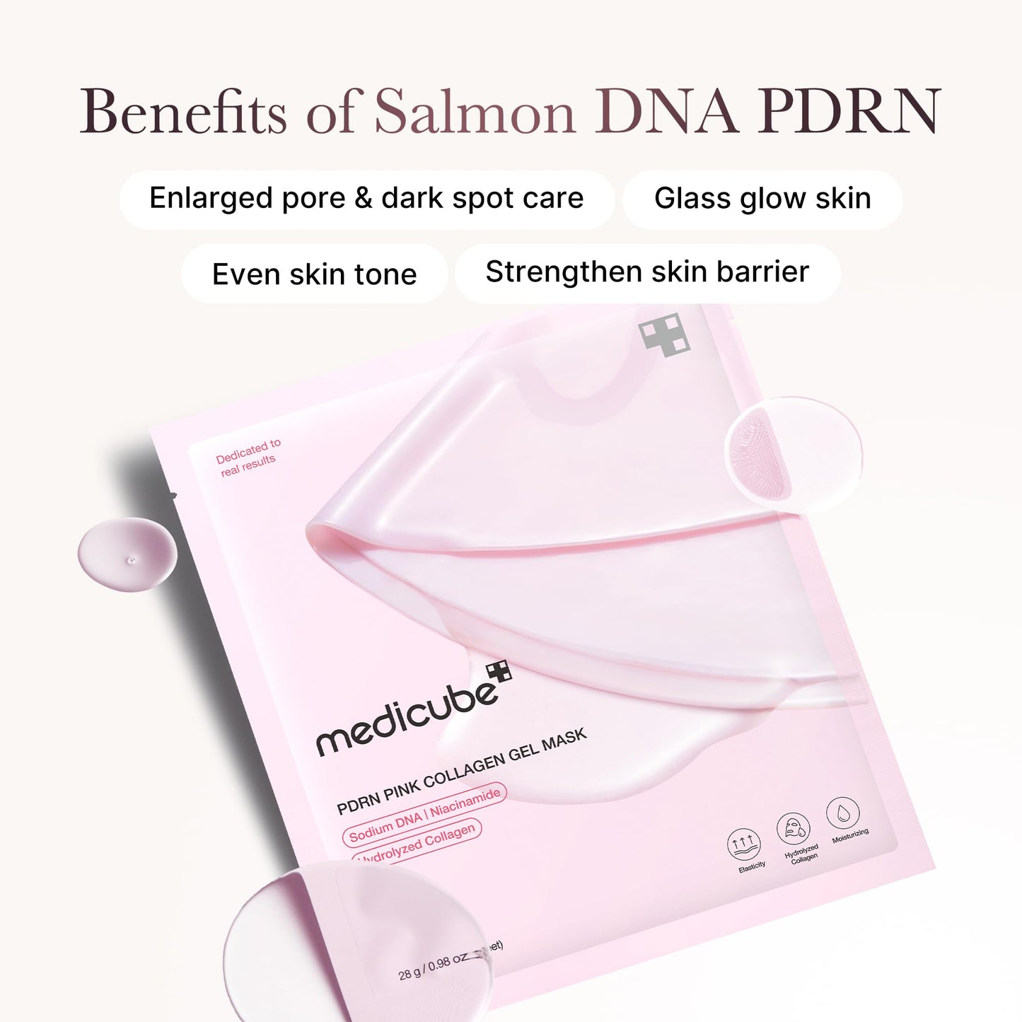 Medicube Salmon DNA PDRN pink collagen jelly gel mask | overnight face mask for glass glow skin- elasticity, hydrating, firming and moisturizing | korean skincare, 28g, 1ea