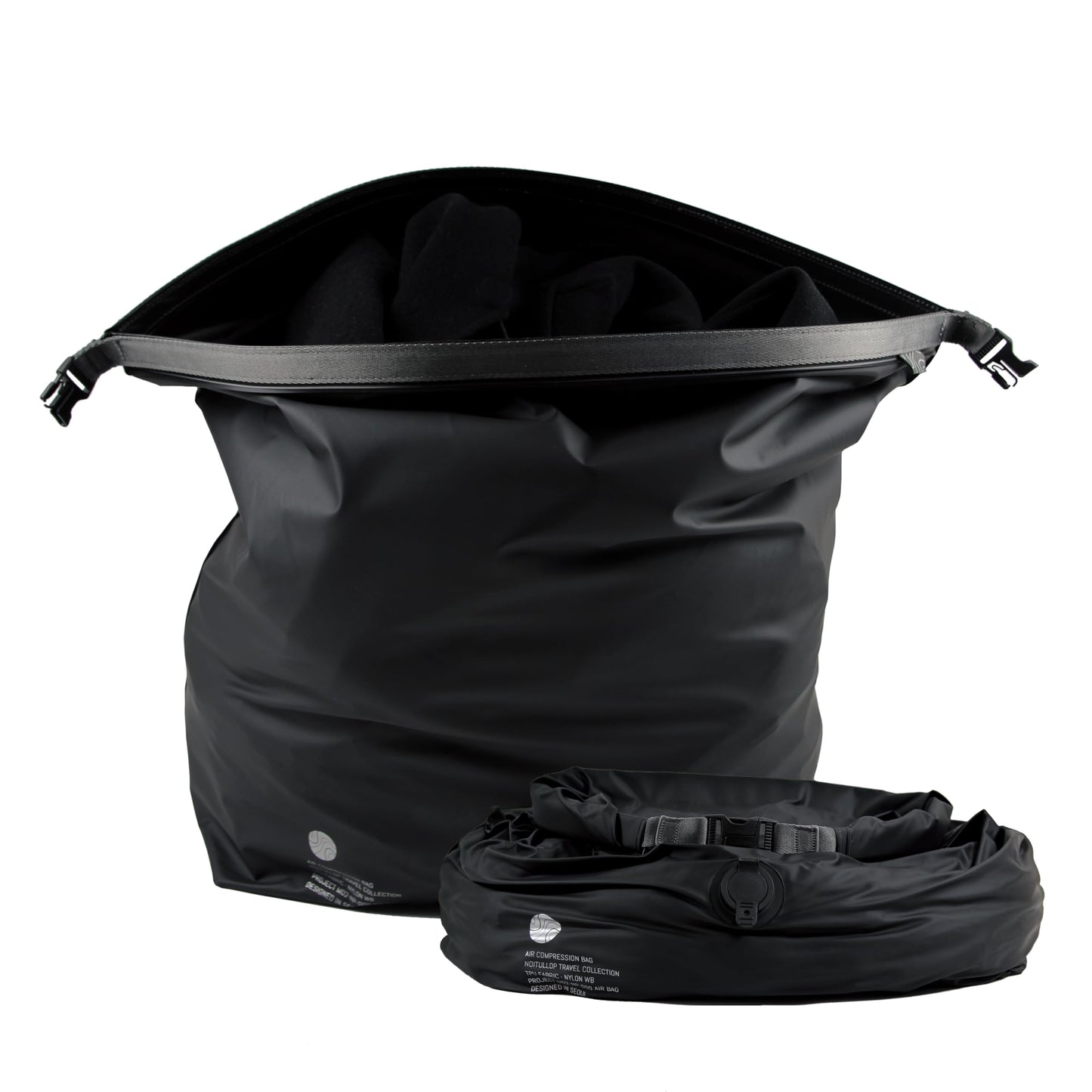 Noitullop Vacuum Compression Bags for Travel, 40L Pump-Free Reusable Vacuum Bags, Waterproof Laundry Bag for Backpack and Suitcase, Space Saver Bags for Backpacking