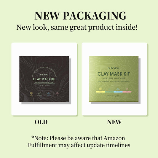 4 Pcs Clay Facial Mask Set - Turmeric, Vitamin C, Green Tea, Dead Sea Mud, and Rose Clay Skin Care Mask for Deep Cleansing, Moisturizing, and Refining Pores - 240g