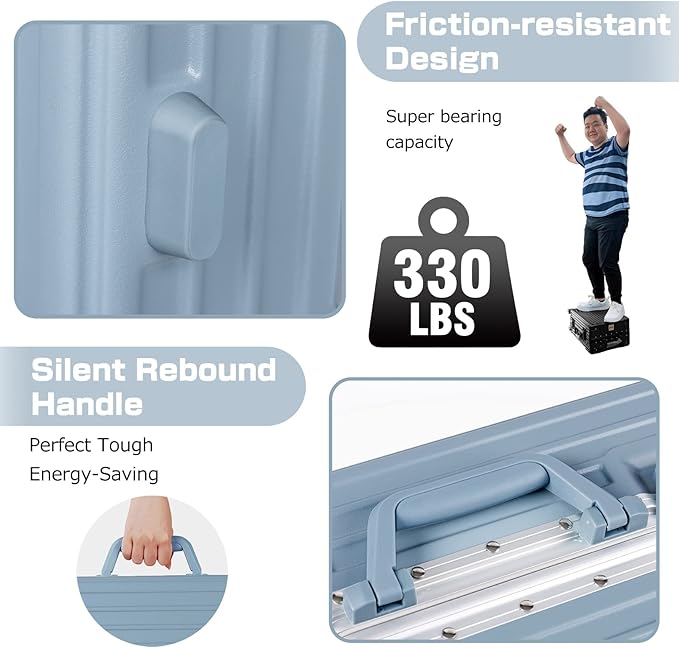 AnyZip Luggage Aluminium Frame Suitcase Hard Shell TSA Lock No Zipper 28In Haze Blue