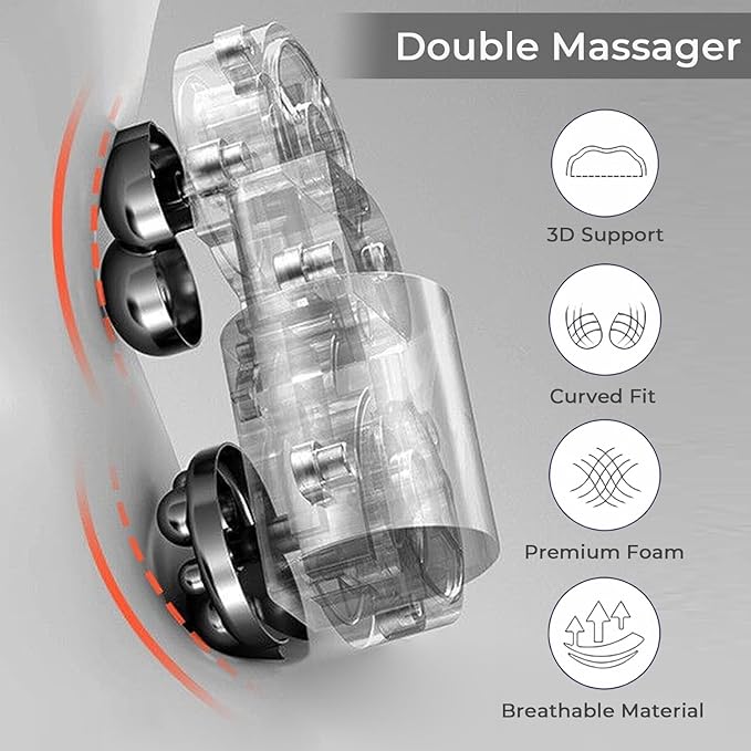 Neck Massager with Heat - Deep Tissue Neck Pain Relief U-Shape Design Electric Cordless Massager Pillow for Travel Office Shiatsu Neck Massager with Double Motor Gifts for Men Women, Grey