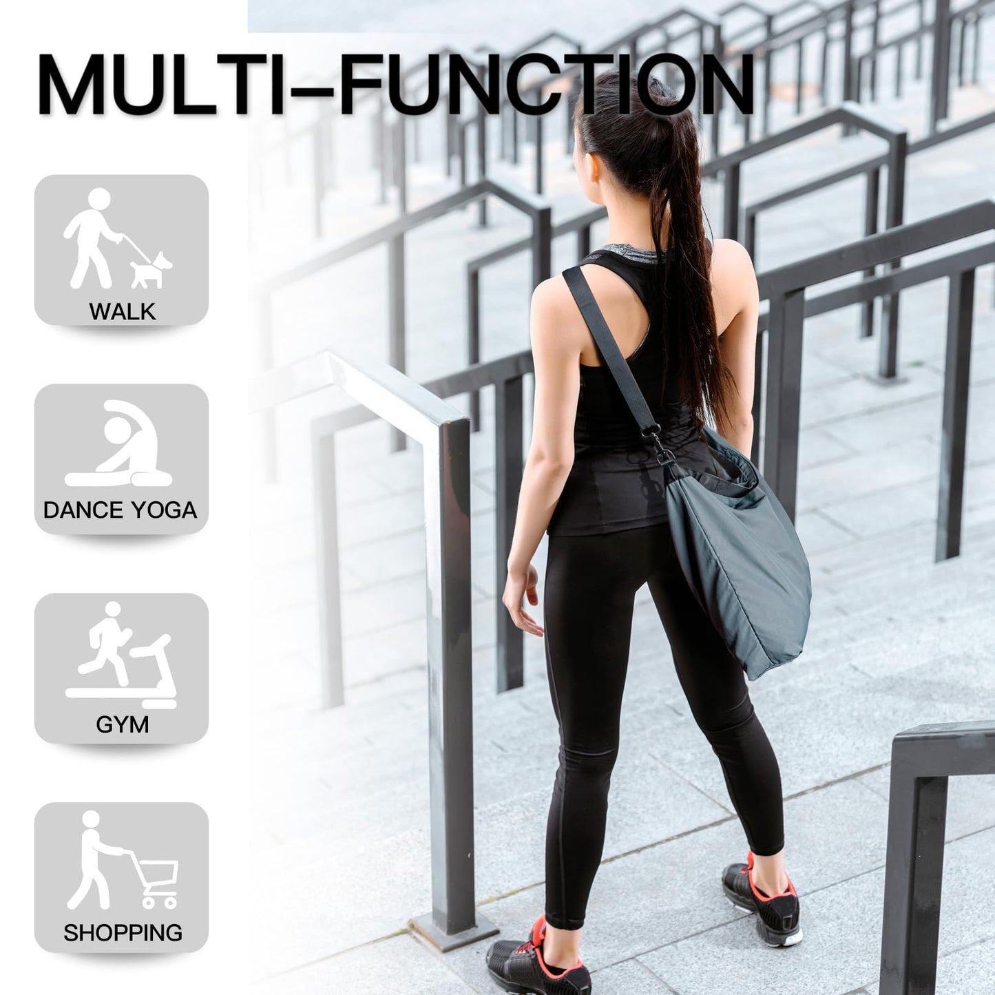 Fynarzel Lightweight Foldable Nylon Crossbody Bag, Stylish Compact Polyester Packable Totes, Simple Collapsible Handbag for Travel, Gym, Sports, Everyday Use - Gray