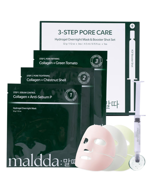 Collagen Overnight Face Mask 3 Step Pore Minimizer Hydrogel Sheet&Boost Serum-Oil Control PDRN-Tightening Exosome-Elasticity Retinal - All in One (3 Pack)