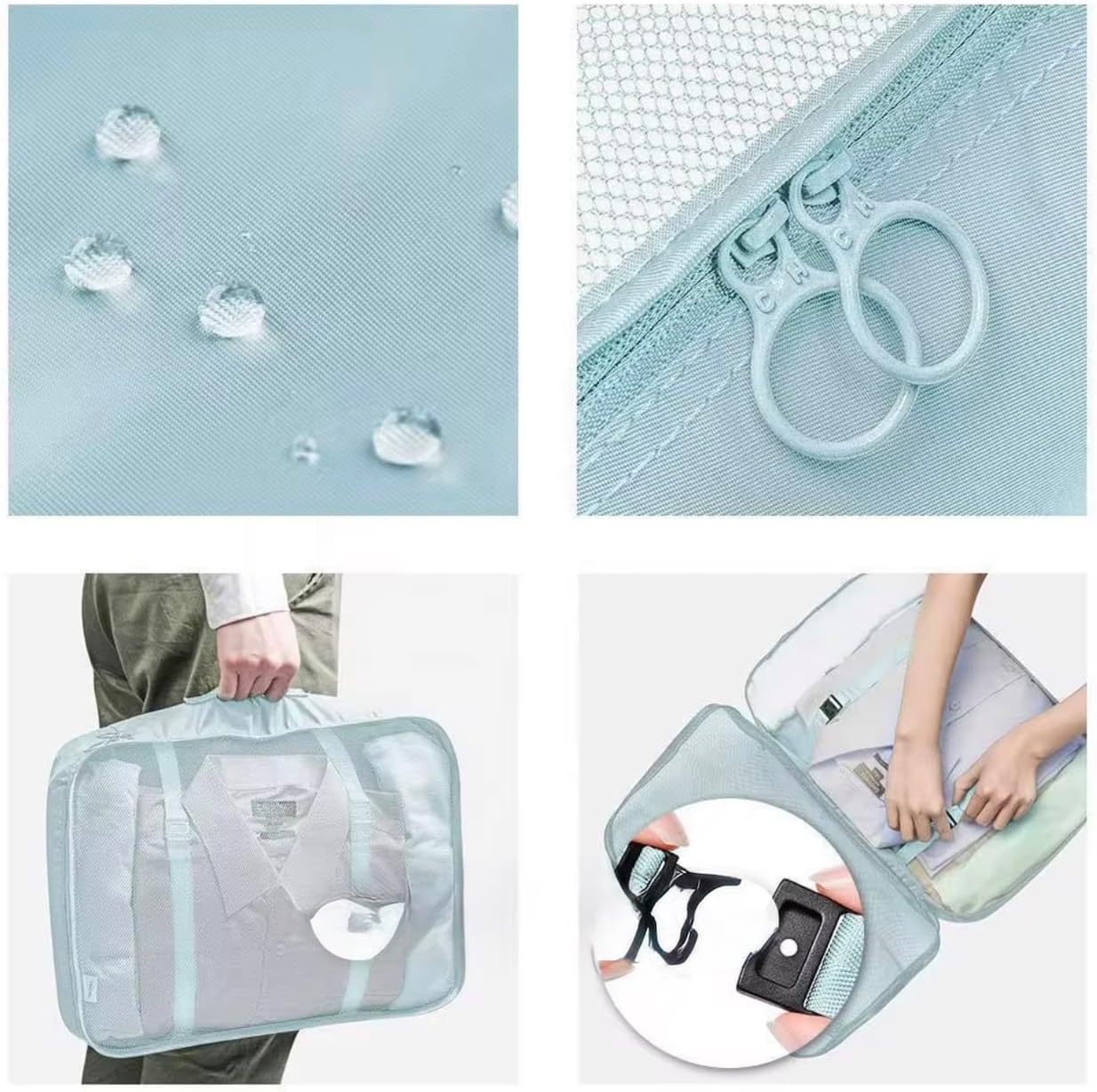 Travel Packing Organizer Bags, 7 Piece Set (Gray)