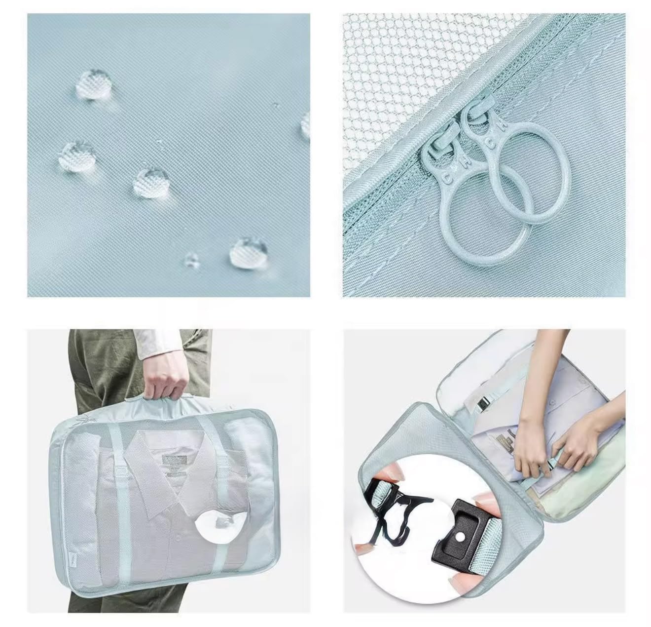 Travel Packing Organizer Bags, 7 Piece Set (Gray)