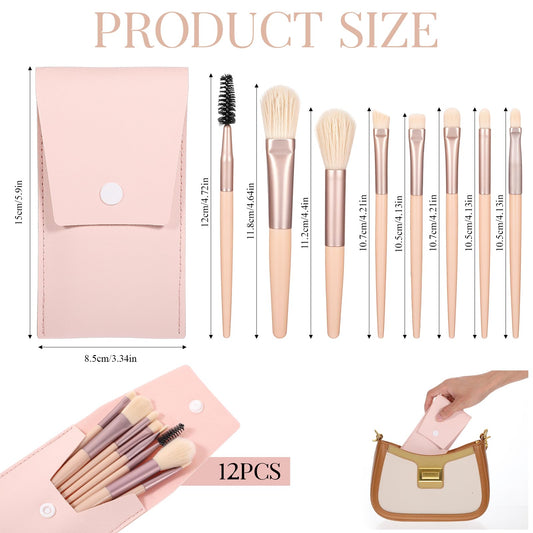 12 Sets Travel Size Makeup Brushes Set Mini Face Make up Brushes Brushes Bag for Makeup Party Favors Wedding Bridal Shower Bridesmaid Gift Favors Bachelorette Party Gift