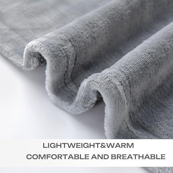 JIAHANNHA Grey Throw Blankets,Fleece Blanket Throw Size 50"×60",Super Soft Cozy Plush Light Grey Blanket for Couch Sofa Bed,Flannel Lightweight Warm Bed Blankets