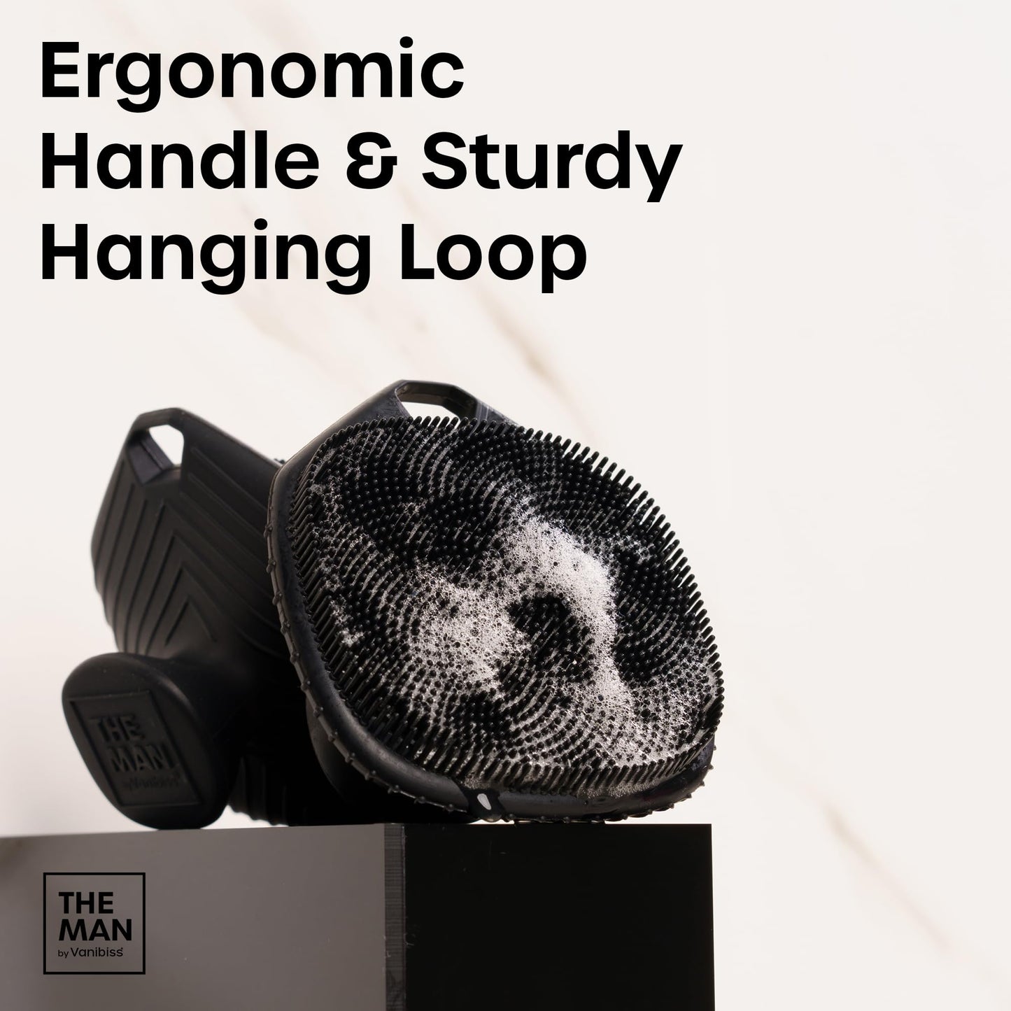 The Man Face Scrubber - Silicone Face Scrubber for Men, Flex Face Brush - Hydrogel Under Eye Patches for Men - Cooling, Hydrating & Firming Eye Masks (1 Scrubber & 6 Pairs)