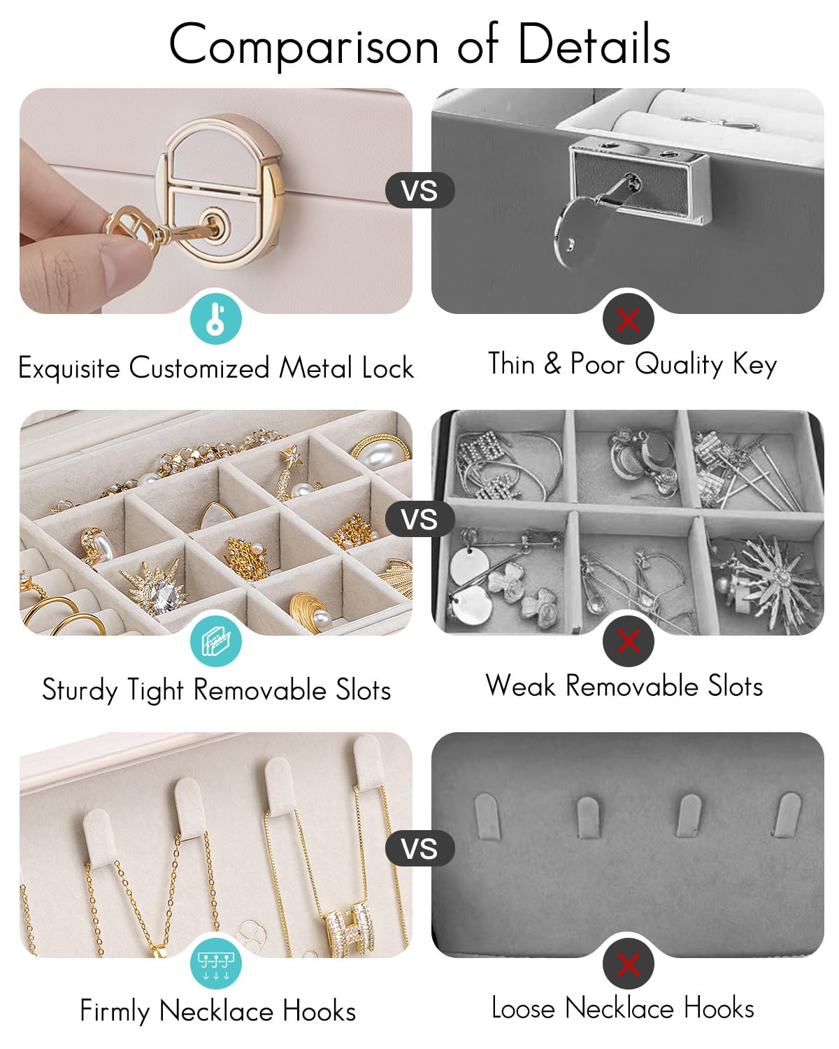 Vlando 2-Layer Jewelry Box,Valentines Day Gifts for Her Jewelry Organizer for Women Removable Jewelry Tray for Earrings Necklace,Gift Ideas,Birthday Graduation Gifts Apricot Pink