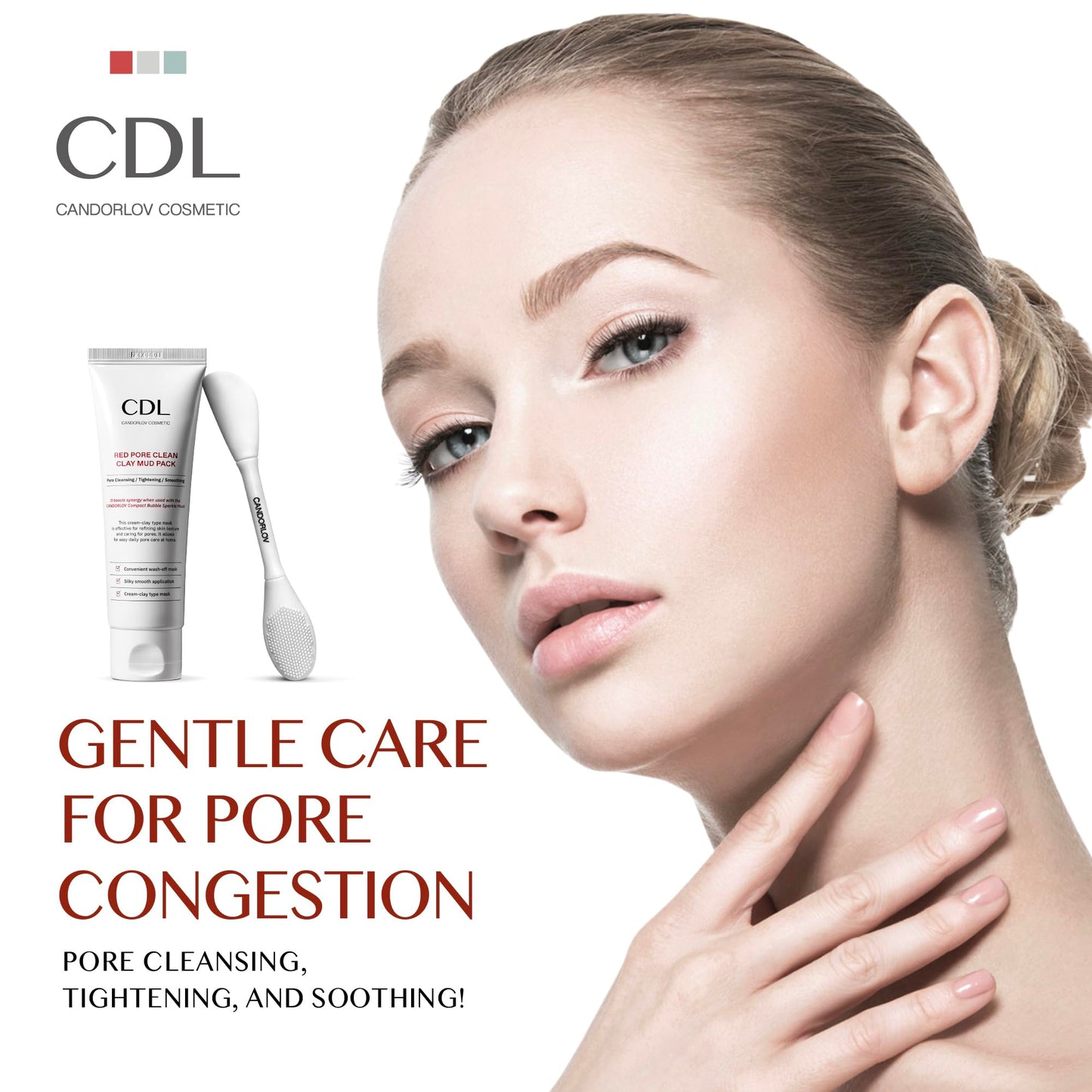 CANDORLOV Red Mud Deep Pore Cleansing Facial Wash Off Mask for Impurities Sebum, For Senstive Skin, Soothing & Cooling Effect, Exforliating Dead Skin Cells, Korean Skin Care, 2.7 oz