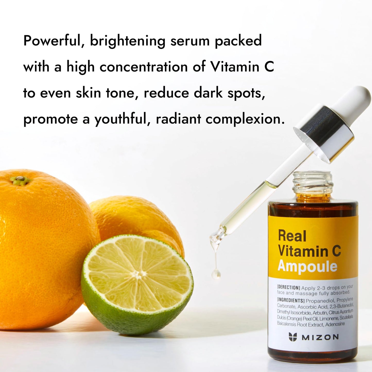 MIZON Real Vitamin C Ampoule, Pure Vitamin C, No Water Added,10 Ingredients, Nutrition, Face Moisturizer (0.51 fl. Oz)