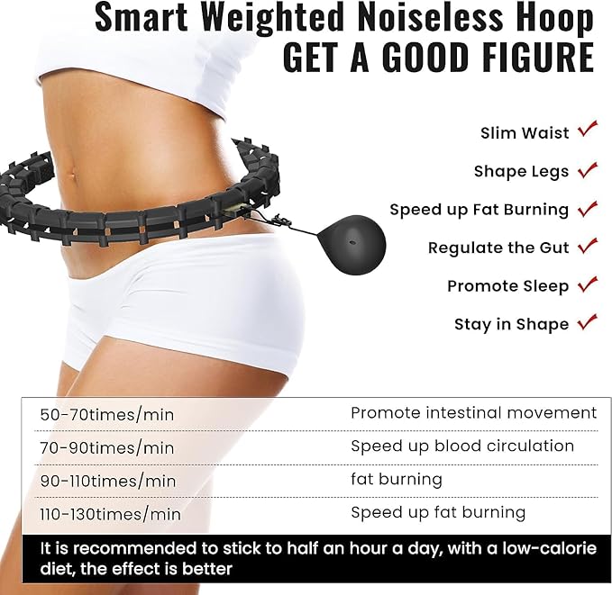 65inch 32 Knots Plus Size Quiet Weighted Hula Infinity Fitness Detachable Hoops Smart Silent Infinity Hula for Women 2 in 1 Waist and Abdominal Workout Hoop