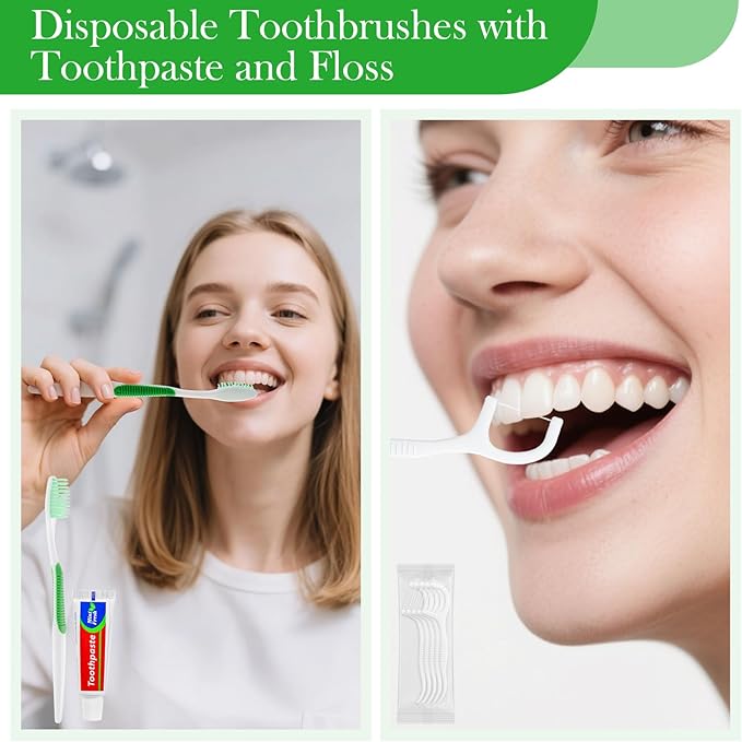 10 Set Disposable Toothbrushes with Toothpaste,5-in-1 Personal Care Travel Toiletries Sets Bulk Toothbrushes with Toothpaste and Floss,Comb,Cover Toothbrush Kit for Homeless,Hotel,Charity