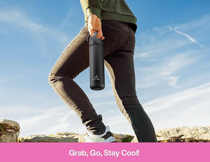 26 oz Insulated Water Bottle with 2-in-1 Straw and Spout Lid, Keep Cold 24H, Leak-Proof, Fits in Car Cup Holder, Stainless Steel Water Bottle for Sports, Trip, Gym, and School (Neon Night)