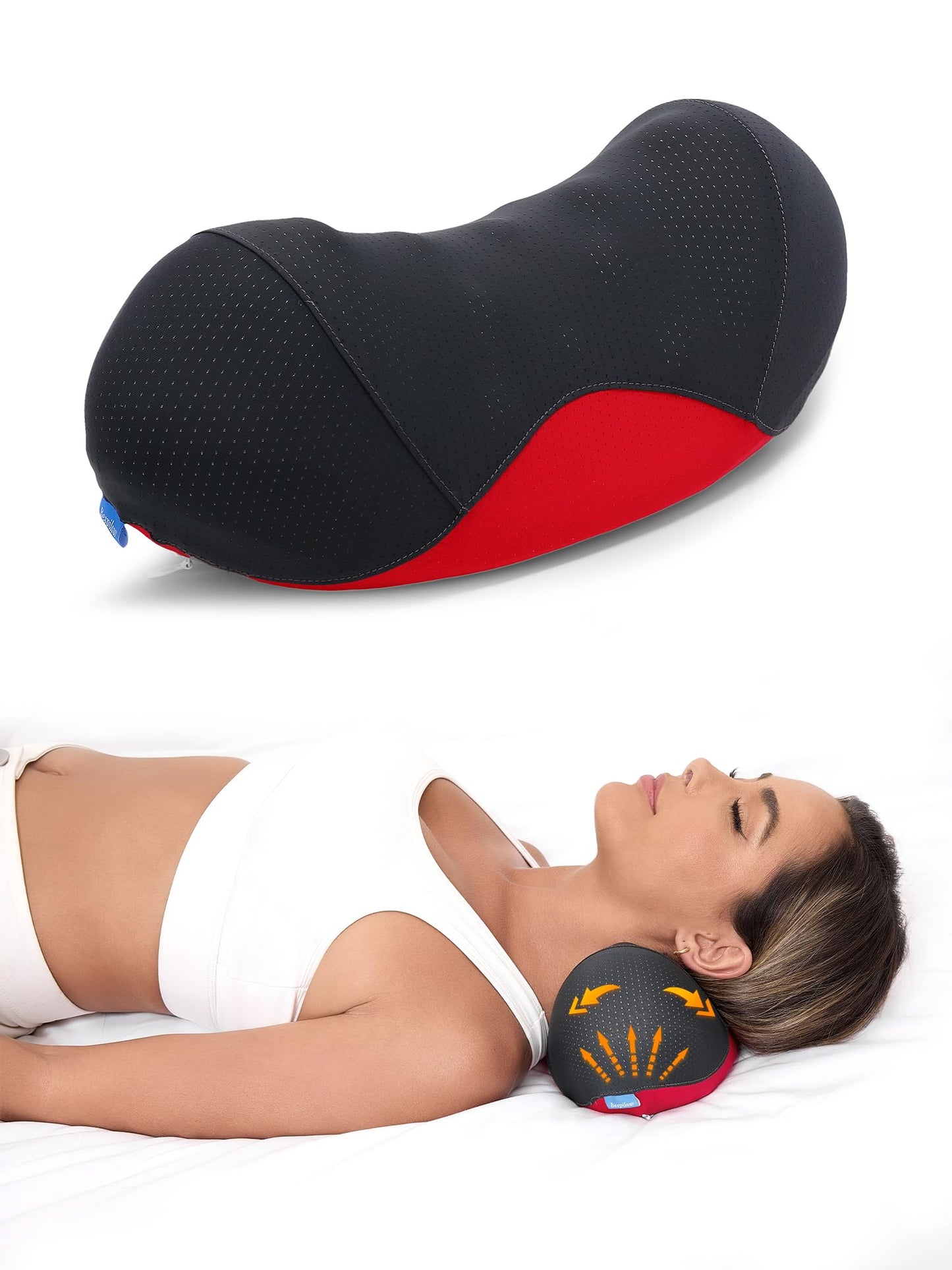 Bespilow Patented Dual-Layer Cervical Neck Roll Pillow-Comfort Top + Firm Memory Foam Base,Ergonomic Contour Support,Cooling Breathable Case- Relieves Neck Pain from Office,Travel,Sleep& Poor Posture