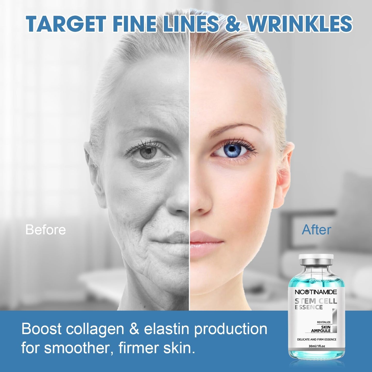 Microneedling Stem Cell Serum for Face, 2-Pack Anti-Wrinkle & Scar Treatment Ampoules, Hydrating Facial Serum for Radiant Skin