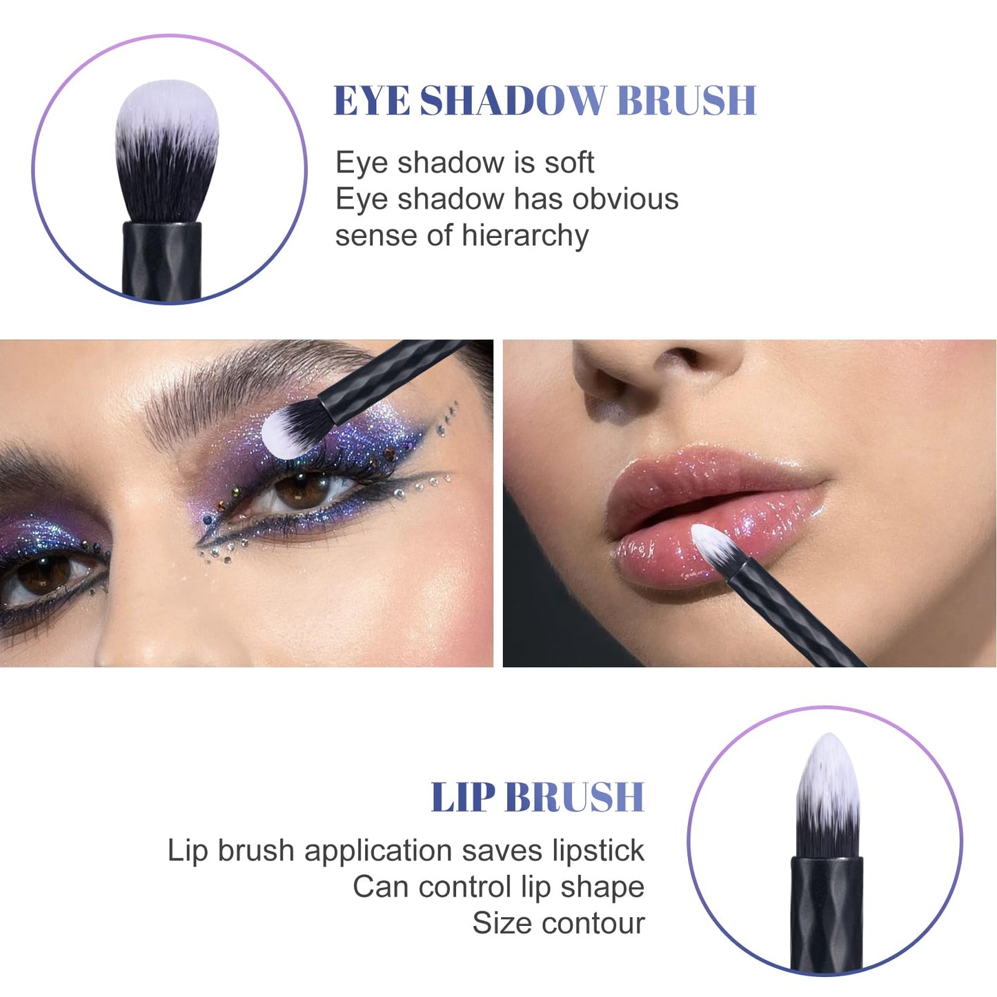 BS-MALL Travel Makeup Brushes – Professional and Durable 16-piece Set Detachable Rotating Handles, Eco-Friendly Design, Comes with Storage Barrel(Black case)