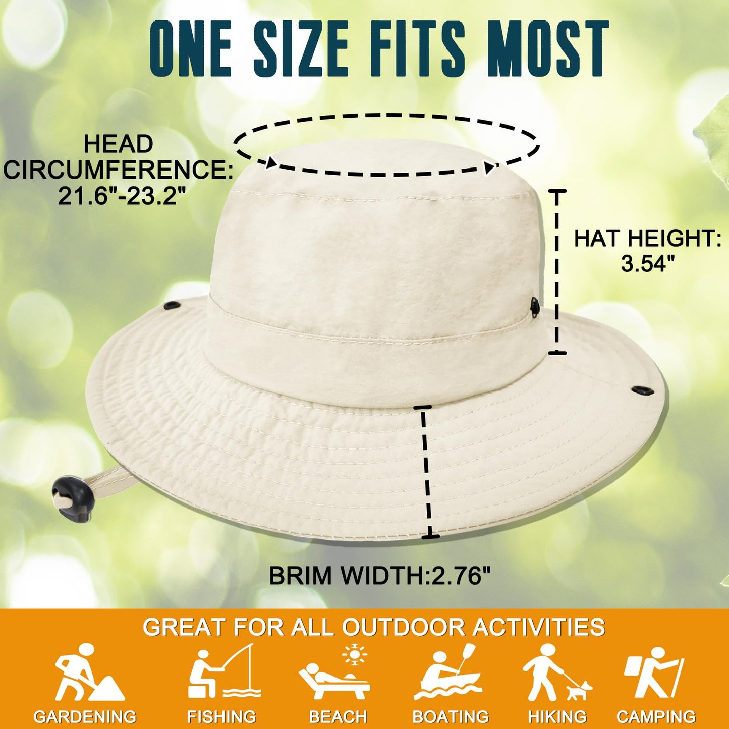 Sun Hats for Men Women Fishing Hat UPF 50+ Quick Dry Foldable Bucket Hat Adjustable Safari Hat for Beach Hiking Beige