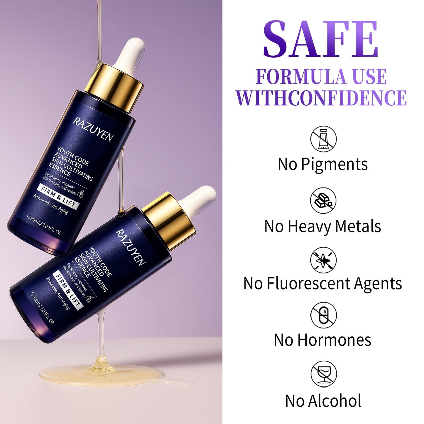 RAZUYEN Barrier Repair Serum, Anti Aging Collagen Peptide Serum, Provide Fine Lines and Wrinkles Treatment, Hydrating Face with Vitamin b5, 1.01 Fl Oz