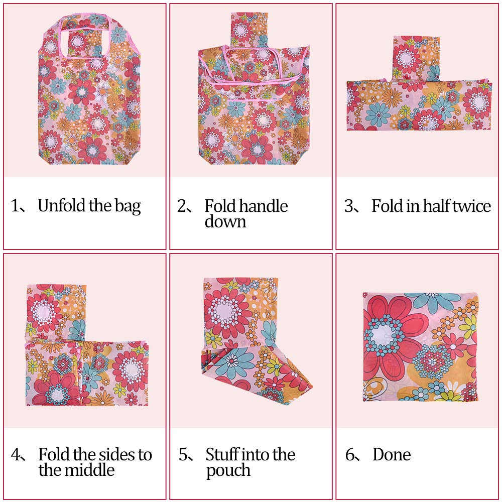 SZUAH 10 Pack Reusable Grocery Shopping Bags, Foldable Shopping Bags Grocery Tote with Attached Pouch,Machine Washable Eco-Friendly.