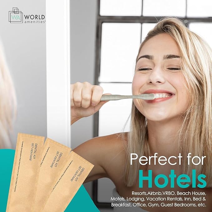 Kraft Paper Dental Kit - Wheat Straw Toothbrush and Toothpaste Dental Care Kit (300)