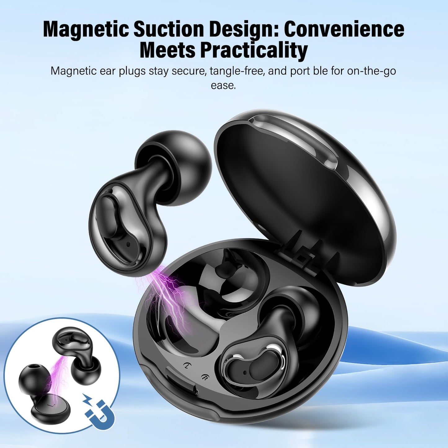 Adjustable Ear Plugs for Sleeping – 2-Level Noise Cancelling (17–35dB), Reusable Silicone Earplugs for Sleeping, Snoring, Travel, Office, and Side Sleepers with 6 Pairs of Tips & Magnetic Carry Case