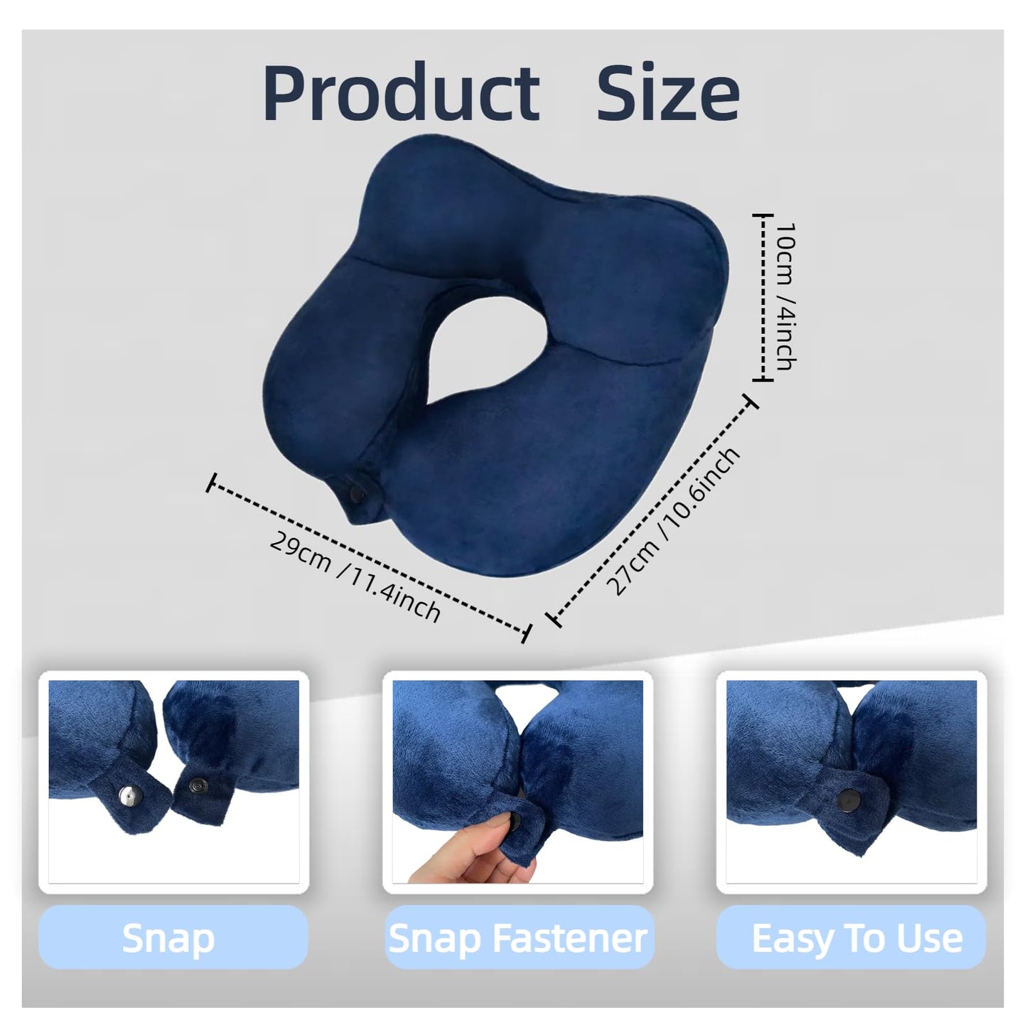 Jron Inflatable Air Travel Pillow Soft Velvet Blow Up Pillow Portable Size Washable Cover for Train Car Office Airplane Sleeping (Navy)