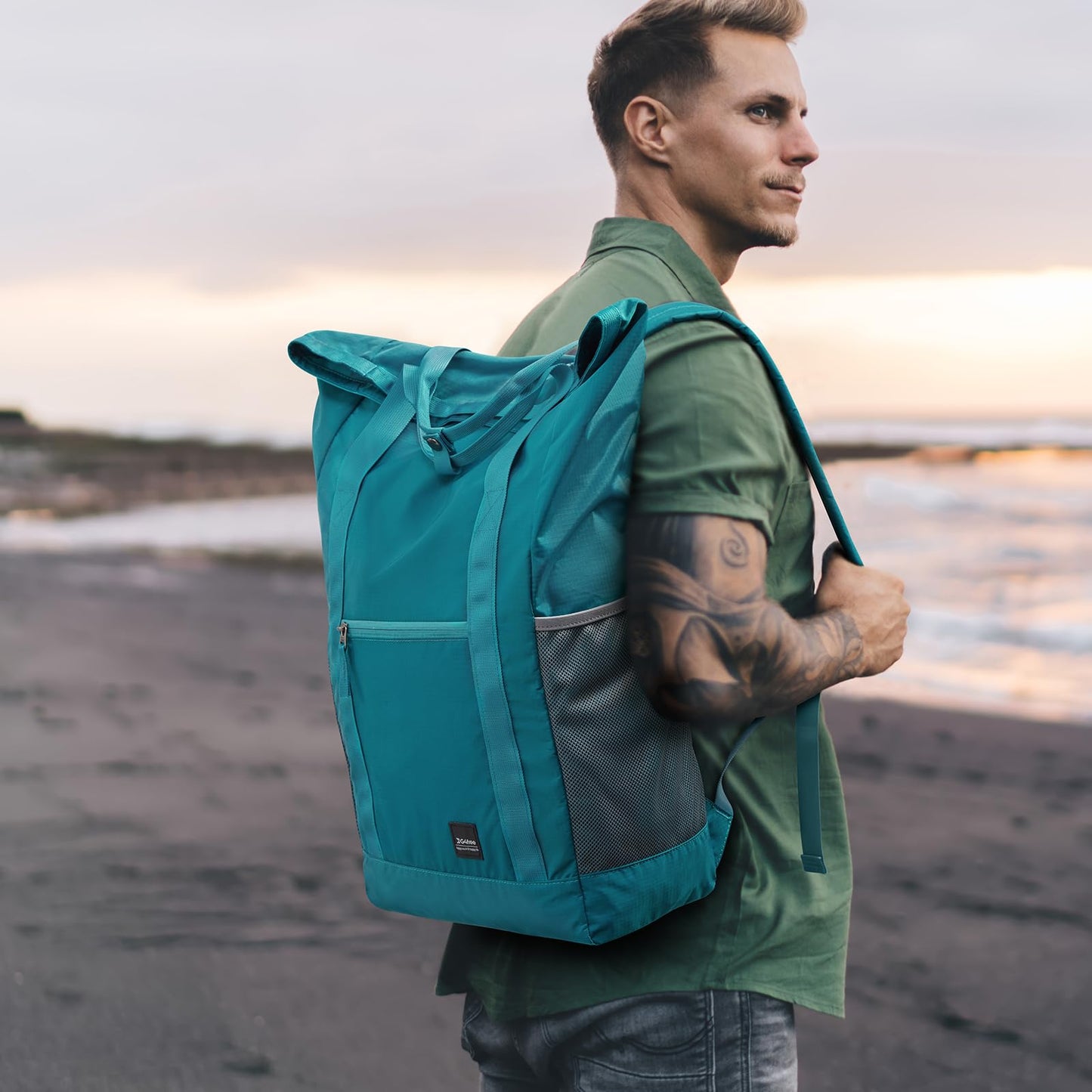 G4Free 40L Packable Backpack Waterproof Tote Bag Convertible Large Lightweight Hiking Backpack Travel Casual Daypack for Maen Women(Peacock Blue)