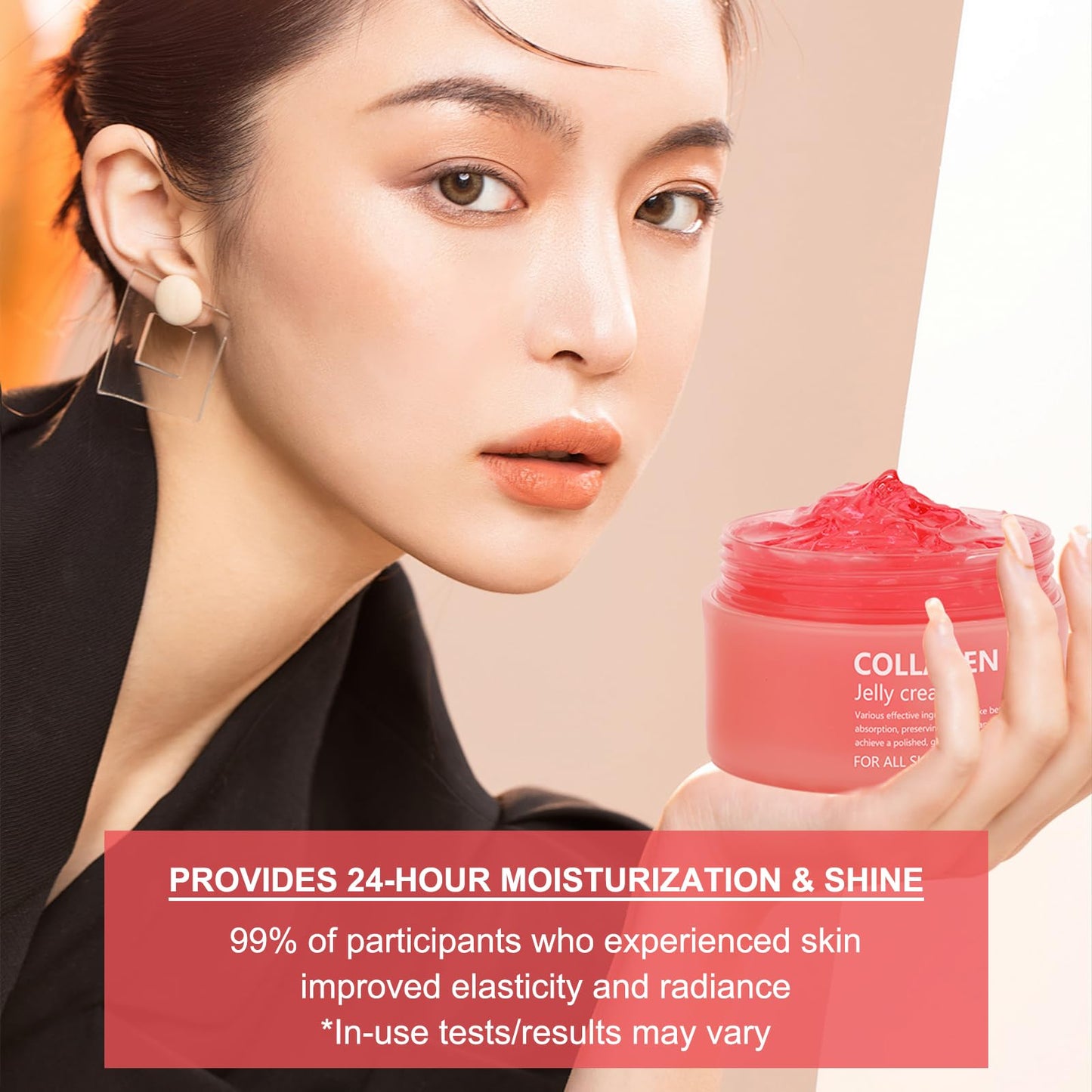 Collagen Jelly Cream - Contains Niacinamide & Freeze Dried Hydrolyzed Collagen -Elasticity & Hydration - Reduce Fine Lines & Dullness - Korean Glass-Shiny Skin Suitable for All Skin Types (3.38 Fl.Oz)