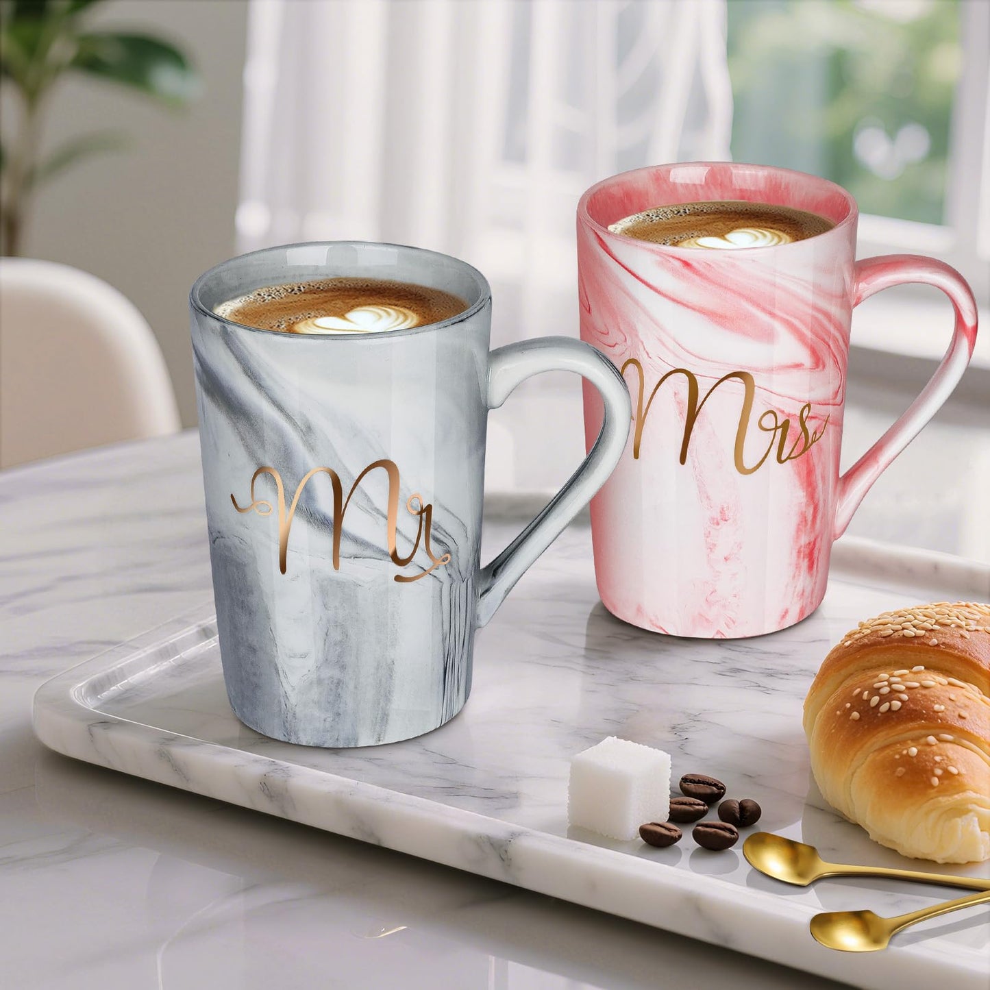 Linkax Mr and Mrs Coffee Mug Couple Gifts, White Elephant Christmas Wedding Gifts for Couples 2025, Useful Anniversary Engagement Present for Couple Newlyweds Husband Wife Bridal Shower Bride to Be