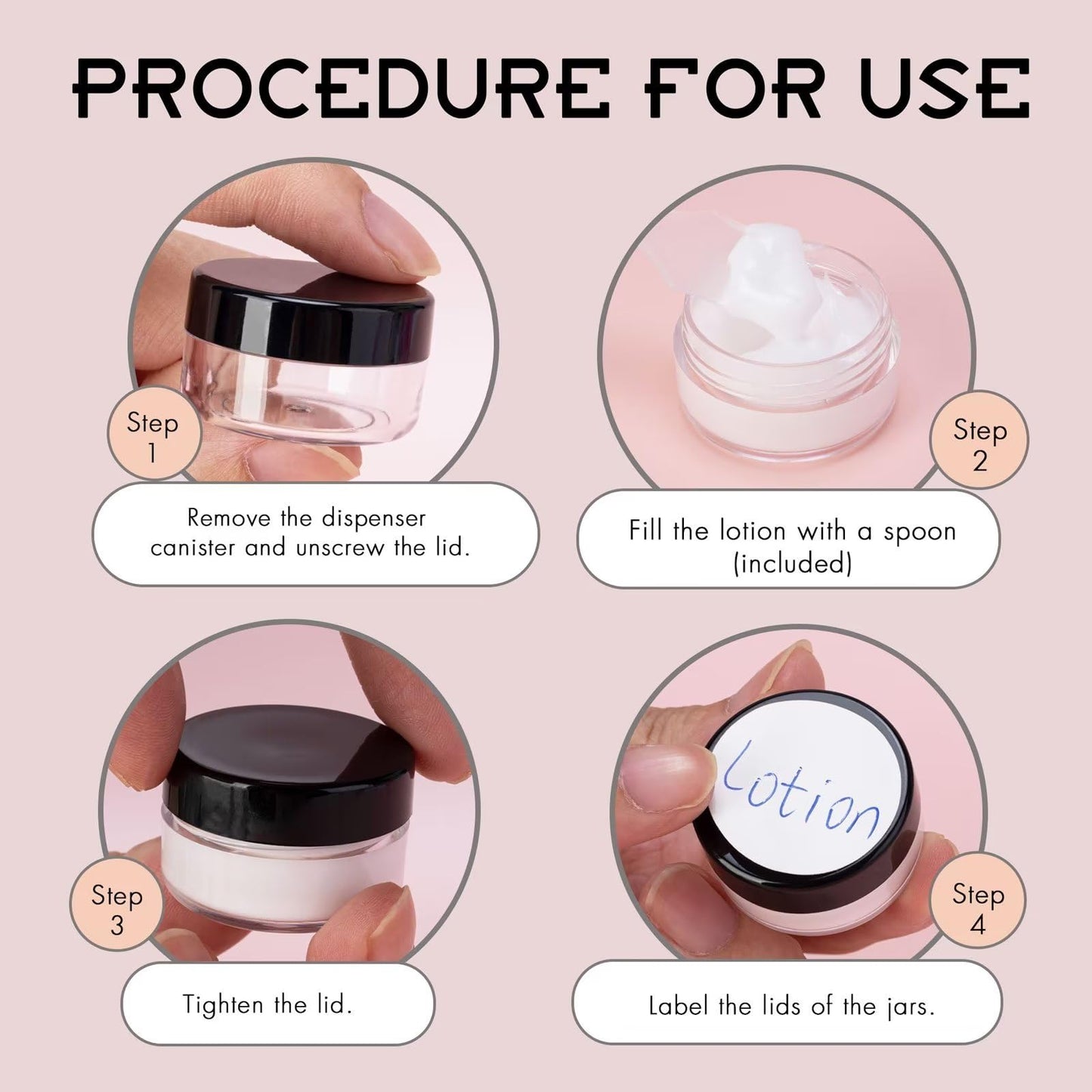 200 Count 5 Gram Sample Containers, Clear Lip Balm Containers with Lids, Small Plastic Sample Jars with 12 Mini Spoons, 200pcs Labels (Clear Lid)