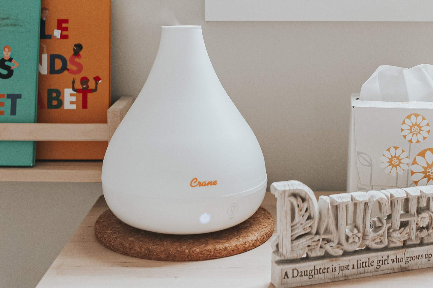 Crane Small Ultrasonic Diffuser and Air Humidifiers for Bedroom and Office, .35 Gallon Cool Mist Humidifier for Personal Use, No Humidifier Filters Needed, White