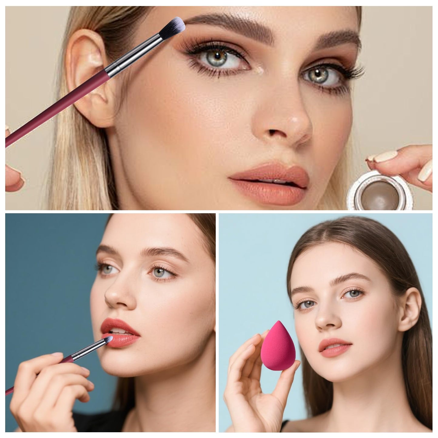 BS-MALL Eyeshadow Brushes Eye Makeup Sponge Set 18 Pcs – Includes 5 Makeup Sponges & Travel Bag – Professional, Super Soft, Flawless Finish, Multi Functional Brush Set for Eye & Face Makeup