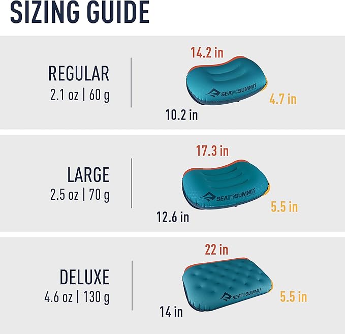 Sea to Summit Aeros Ultralight Inflatable Camping and Travel Pillow, Large (17.3 x 12.6), Sea Foam