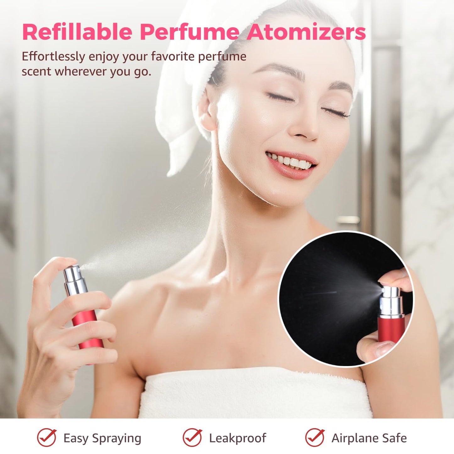 Epicover 35 Pcs Refillable Perfume Atomizers - 0.17 oz 5 ml Mini Spray Bottles, Empty Perfume Travel Bottles with Refill Pumps, Leak-Proof Dispenser Bottles for Men Women