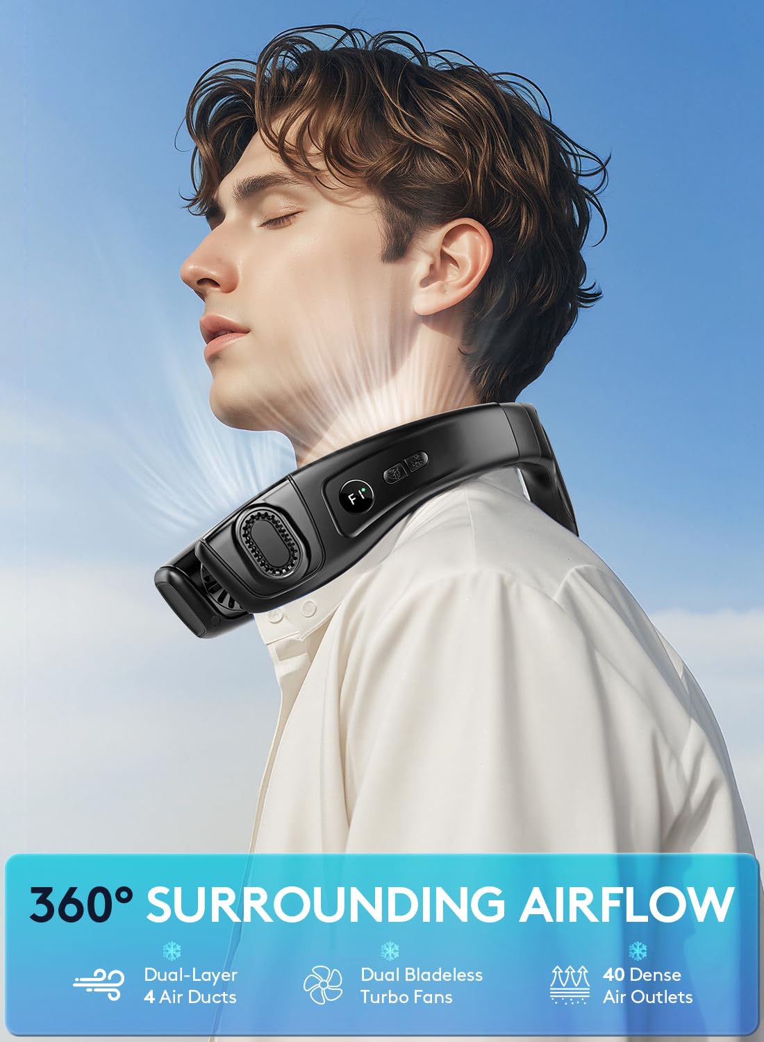 Staholz Neck Air Conditioner Portable, 360° Up-down Airflow Neck Fans, 2 in1 Neck Fan with Cooling Plate, 6000mAh Rechargeable Personal Fan for Men Women Outdoor/Office/Travel