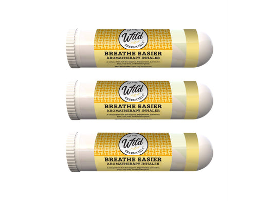 Wild Essentials 3 Pack of Breathe Easier Aromatherapy Nasal Inhalers Made with 100% Natural, Premium Grade Essential Oils, Allergies, Sinus, Clearing