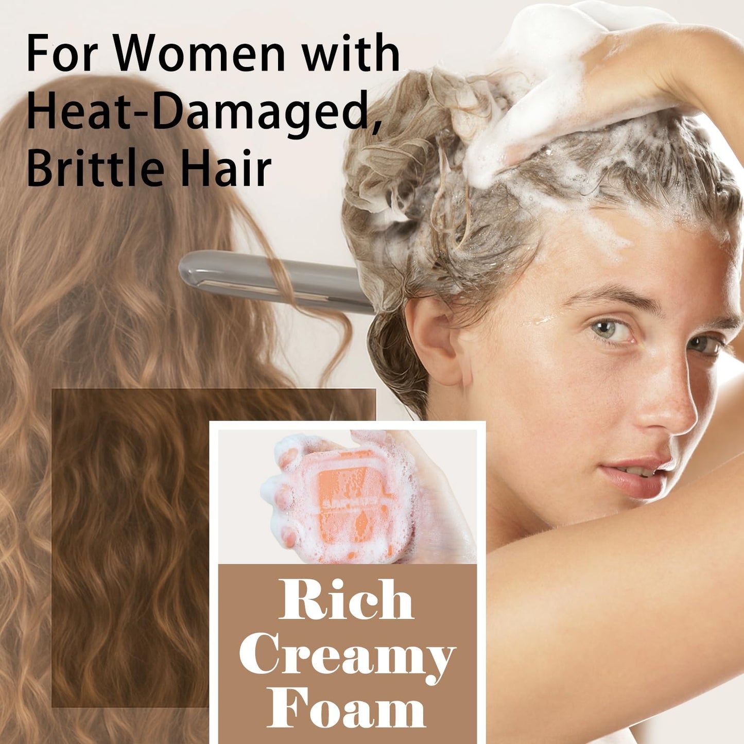 SAPHUS Argan Oil Bar Shampoo and Conditioner Set for Strengthening, Cleansing & Moisturizing Dry & Curly Hair,Travel Size, Zero Waste, 2pc Set