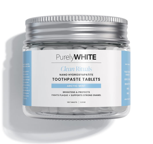 PurelyWHITE | Remineralizing Toothpaste Tablets | Nano Hydroxyapatite Fluoride-Free | 120 Toothpaste Tabs | Freshens Breath, Whitens Teeth & Strengthens Tooth Enamel