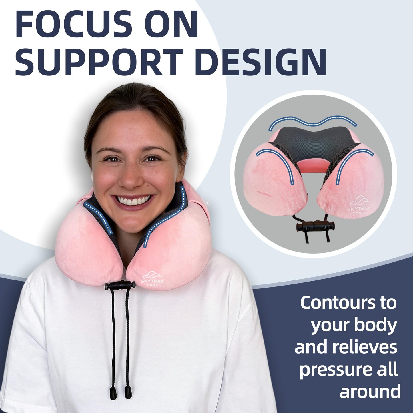 Travel Pillow with Extra Large Hood for Airplane Long Flights Privacy and Comfort Memory Foam with Velvet Cover for Road Trip Head&Neck Support for Plane Office Cars Sleeping & Rest (Pink)