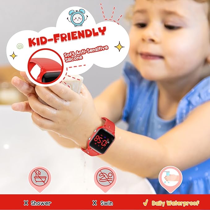 Kids Digital Watches for Boys Girls, Sports Watch with Fitness Tracker, Pedometer, Alarm Clocks, Stopwatch, No App Needed Waterproof Kids Watch, Gift for Teens Student Girls Boys Ages 5-14